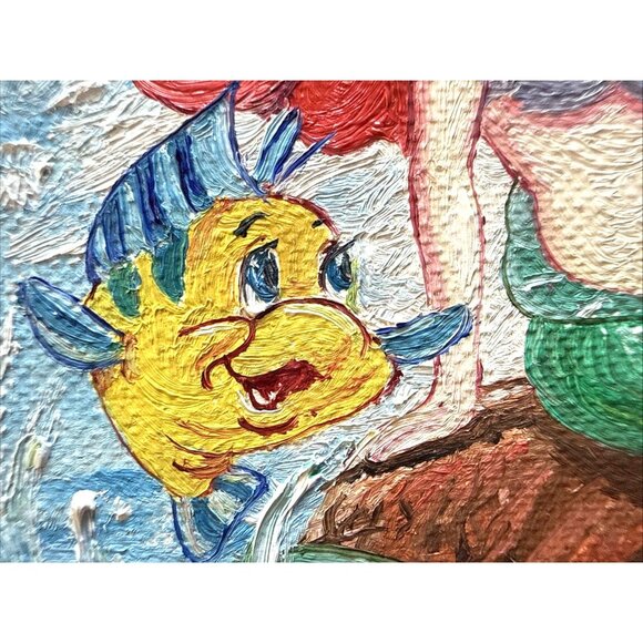Vtg Acrylic Canvas Board Red Frame Disney Ariel Little Mermaid by Silvie Danseau - Picture 16 of 16